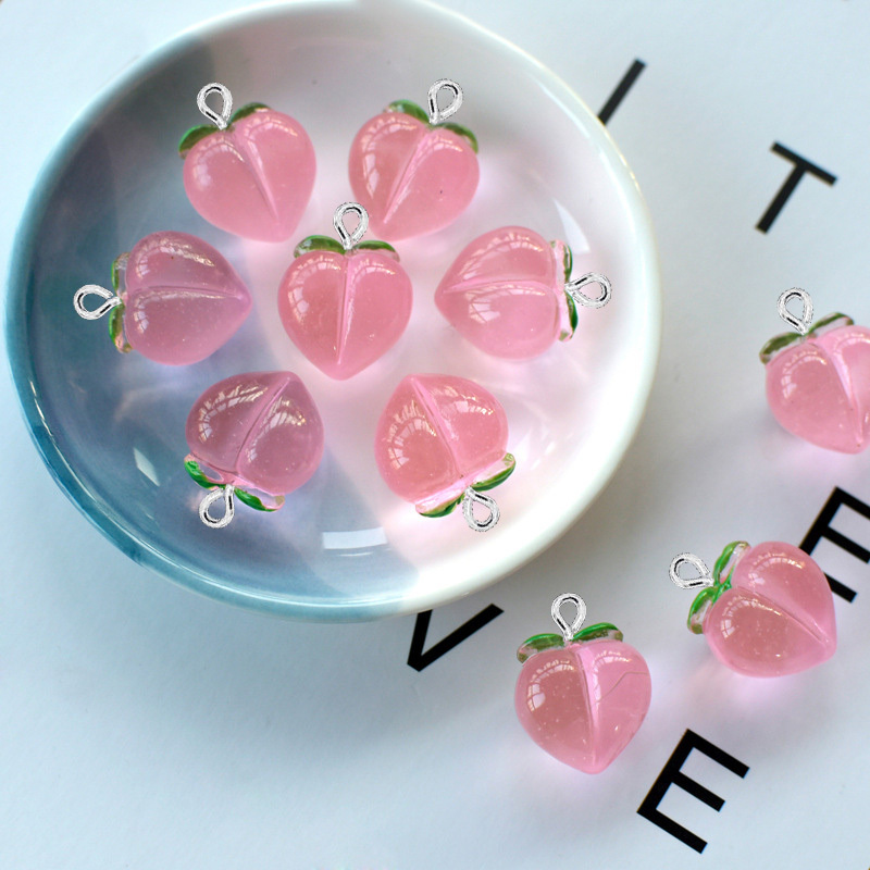 Resin Art Pendant - 10 Stück neue transparente pfirsichfarbene flache