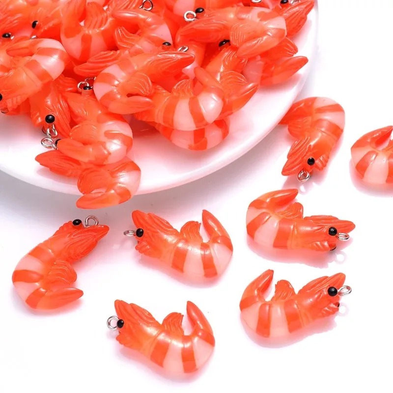 Resin Art Store - 10 Stück Acrylharz Cartoon-Meeresfrüchte-Anhänger 3D Simulierte