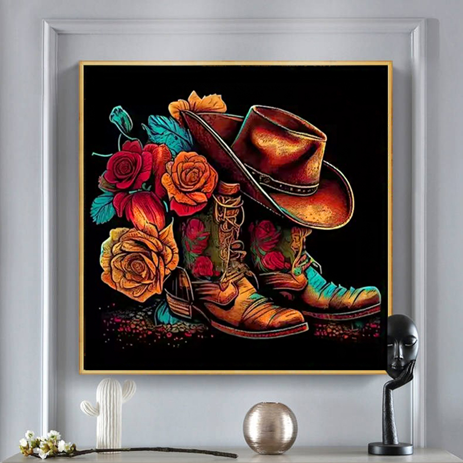 Cowboyhut Stiefel Diamant Male – Resin Art Rose Bewertung und Preis